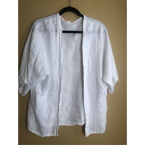 ITALIAN Boho Style 100 Lino Hippie Linen Jacket One size - Picture 2 of 13